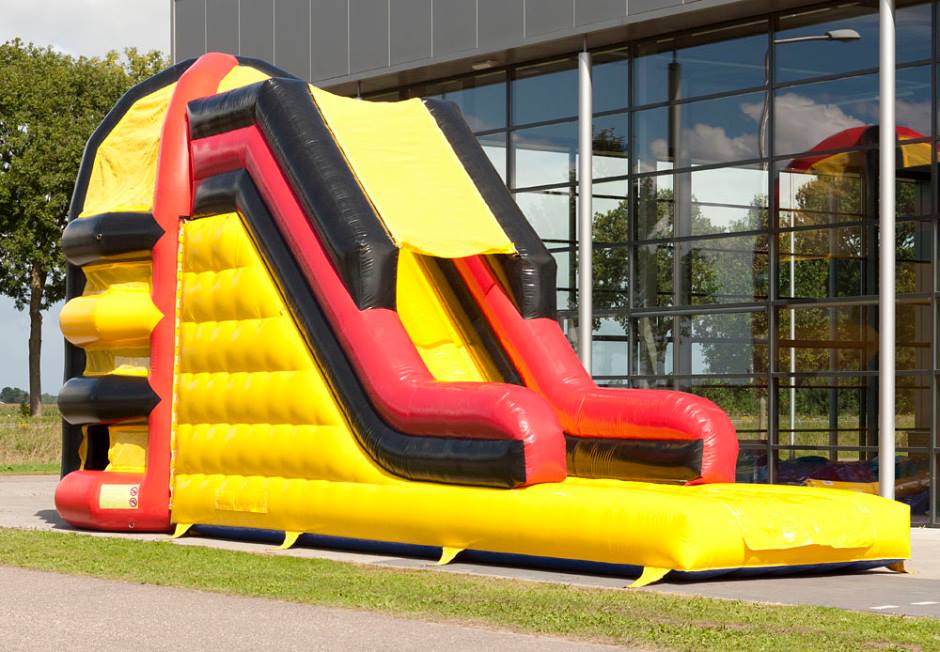 Happy weekend with family in inflatable castle bounce