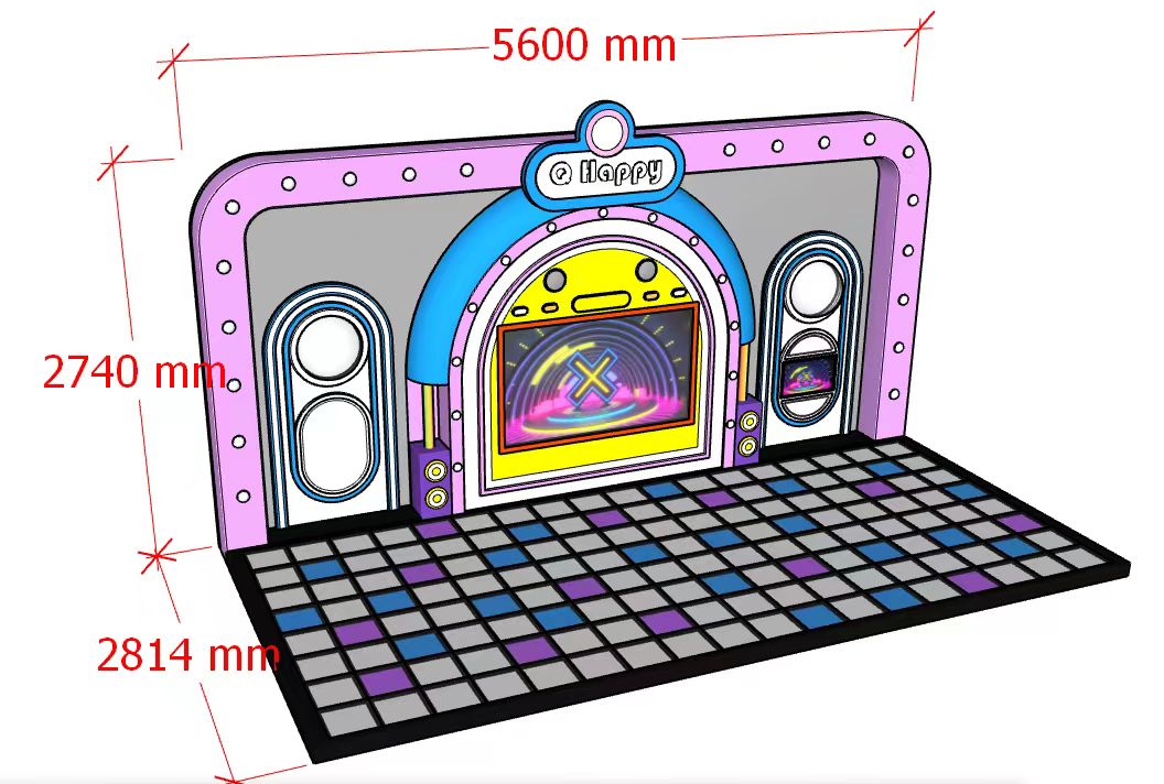 Kids interactive stage design with dimensions 5600×2814×2740mm Dream Garden indoor playground equipment