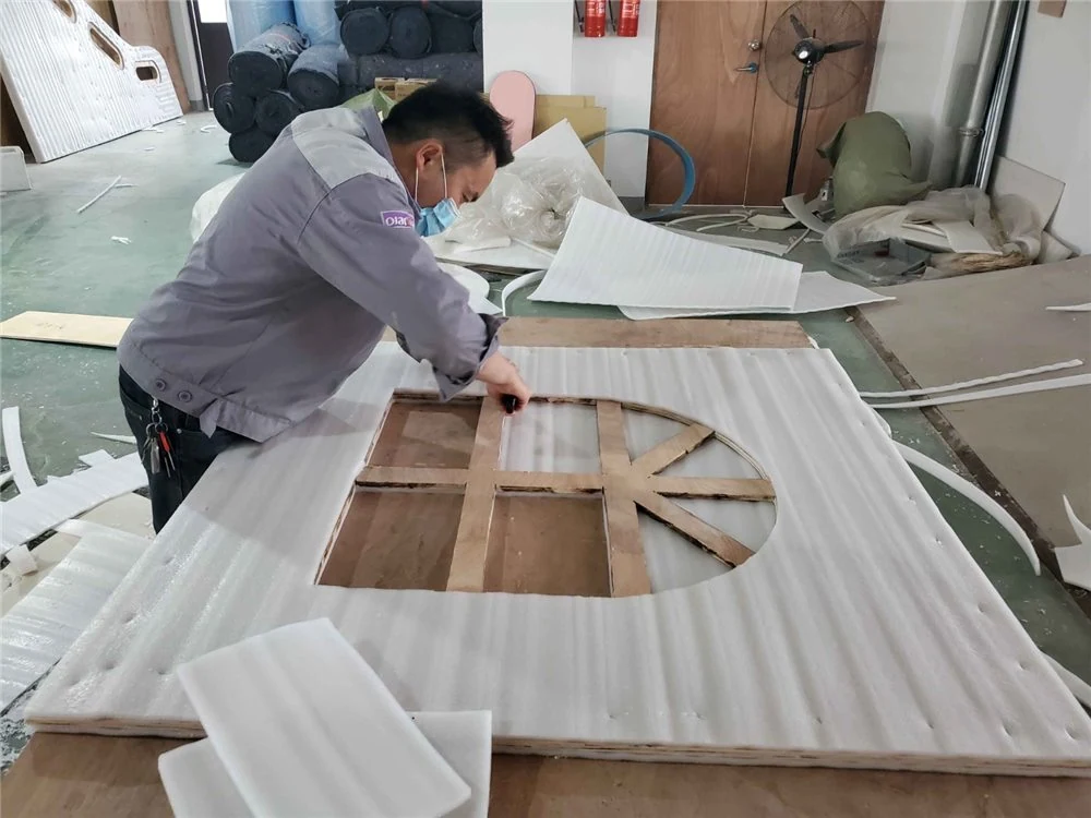 Foam materials and cutting work in the Dream Garden soft play workshop
