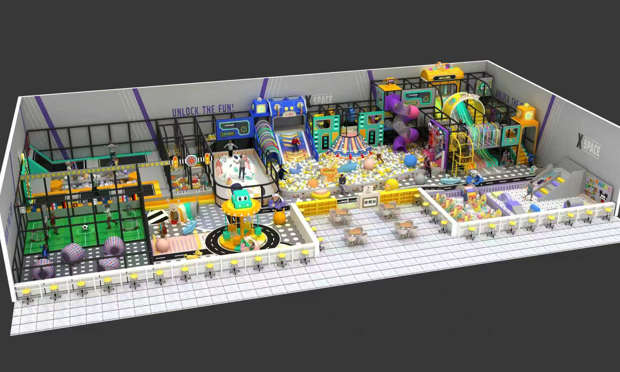 Suburban Indoor Playground with Play Café | Dream Garden Turnkey Family Entertainment Center