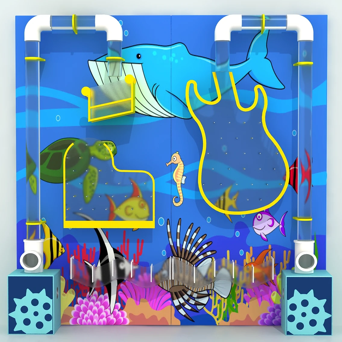 Underwater-Themed Musical Air Tube Ball Wall | Double Panel Interactive Wall for Kids