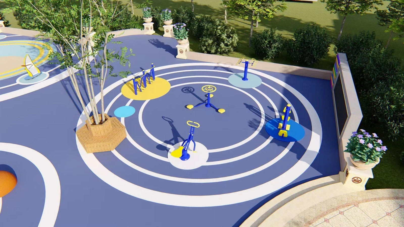 Rocket-Themed Outdoor Play Equipment Set
