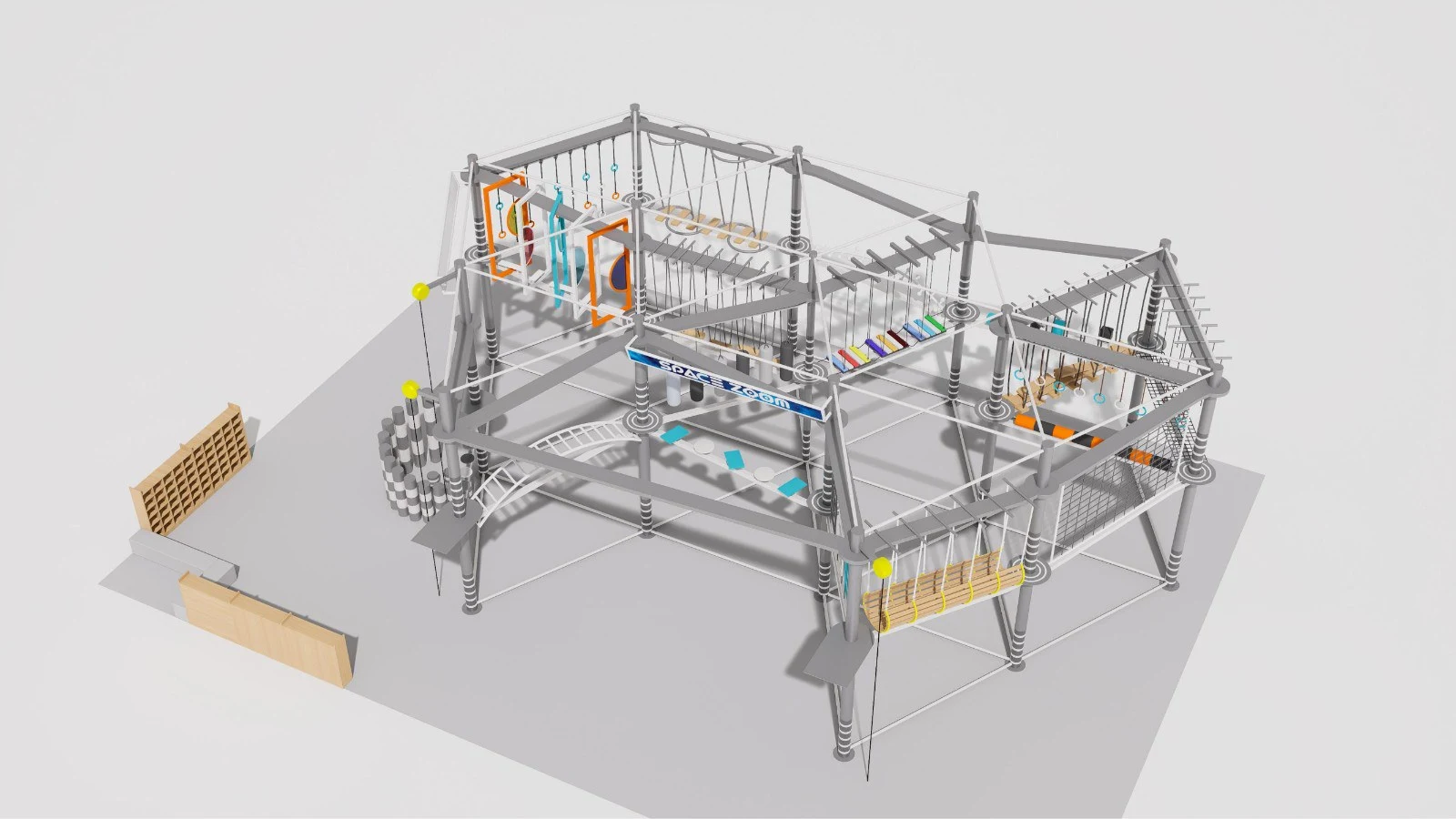 Space Zoom Multi-Level Indoor Rope Course Adventure System