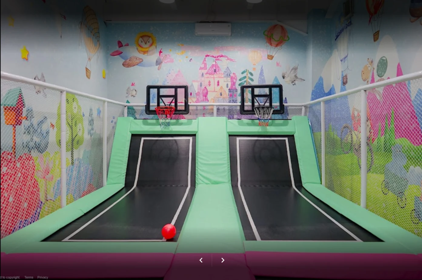 trampoline area for indoor playground