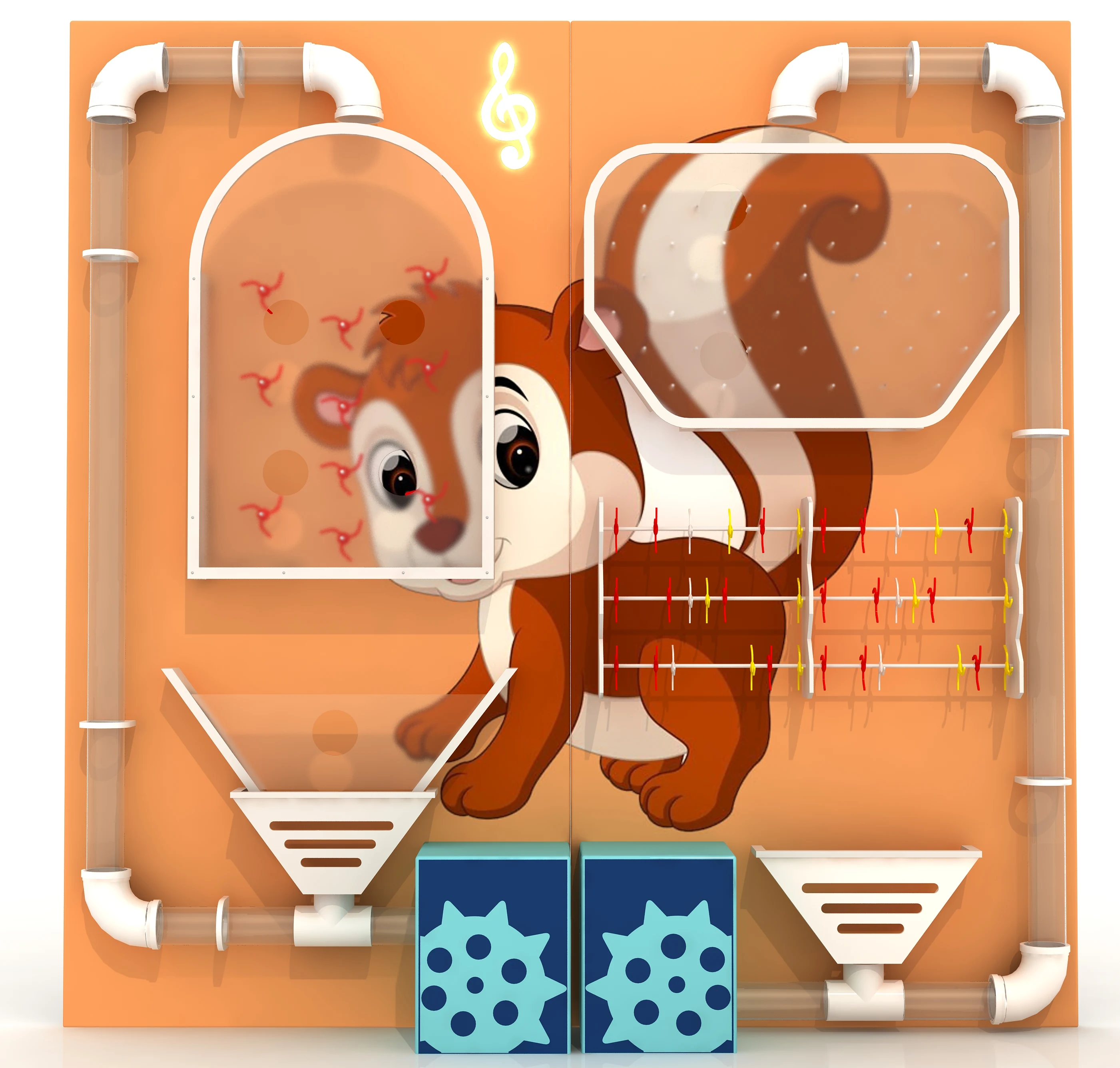 Cartoon Squirrel Pneumatic Ball Wall Panel | Interactive Airflow Wall Game for Indoor Playgrounds