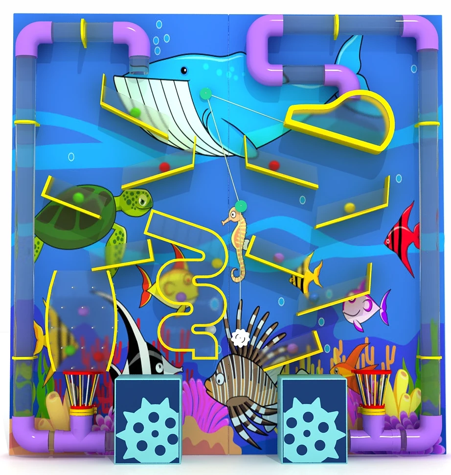 Ocean-Themed Airflow Ball Wall | Double Panel Pneumatic Wall Game for Indoor Playgrounds