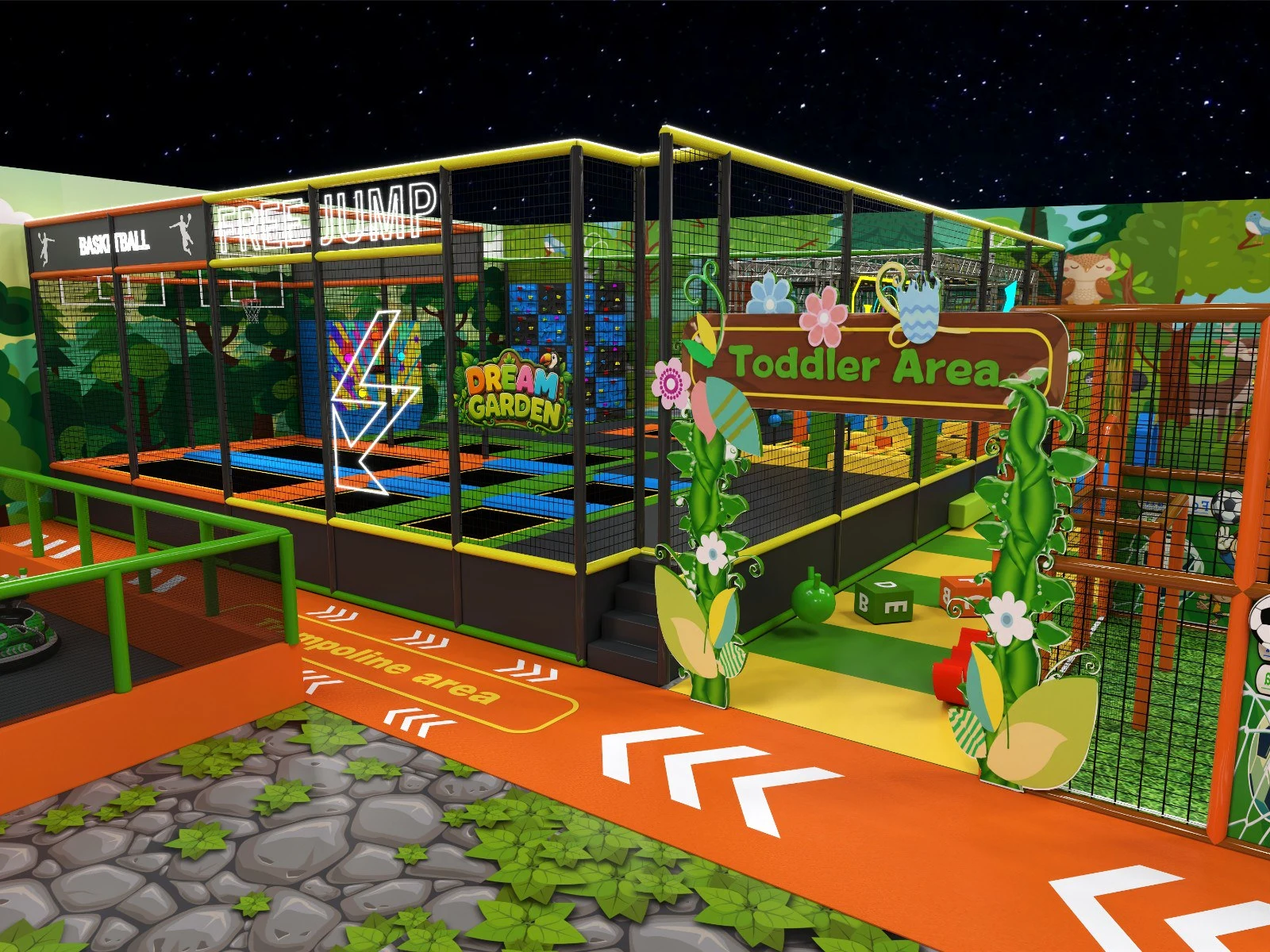 Libya Jungle Theme Indoor Playground Project with Trampoline Park and Soft Play Area