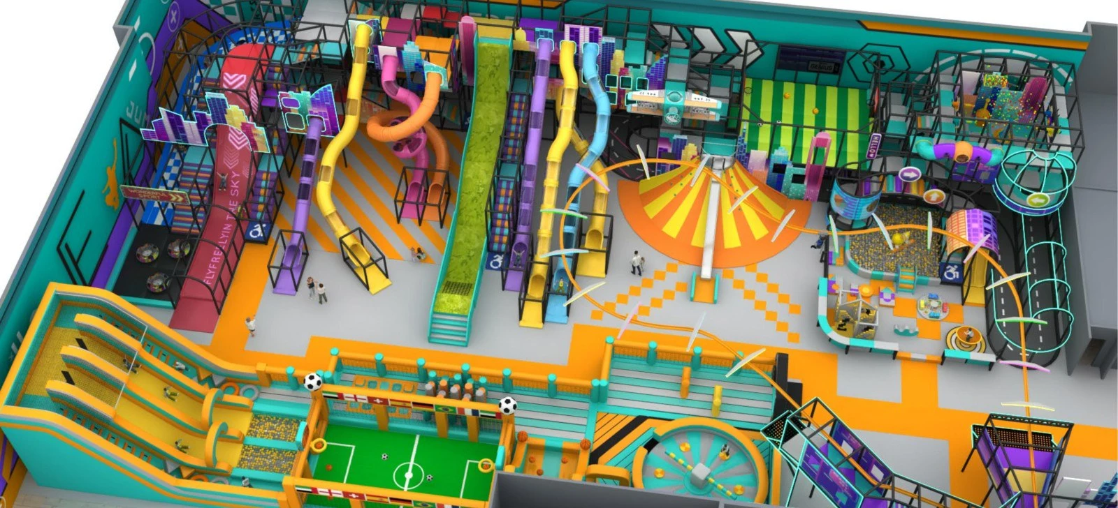 Soft play structure with ball pool and tube slide