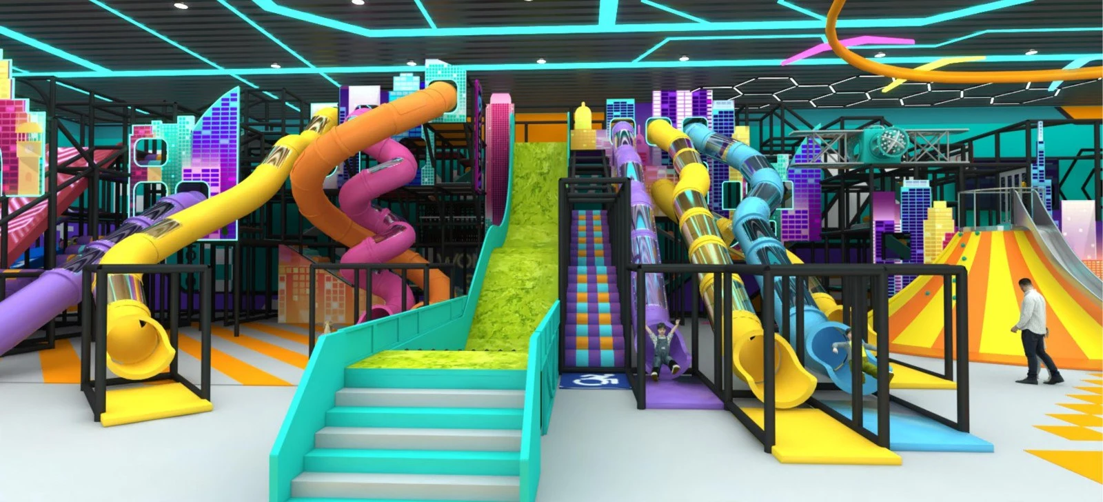 Customized indoor play structure for children’s entertainment center