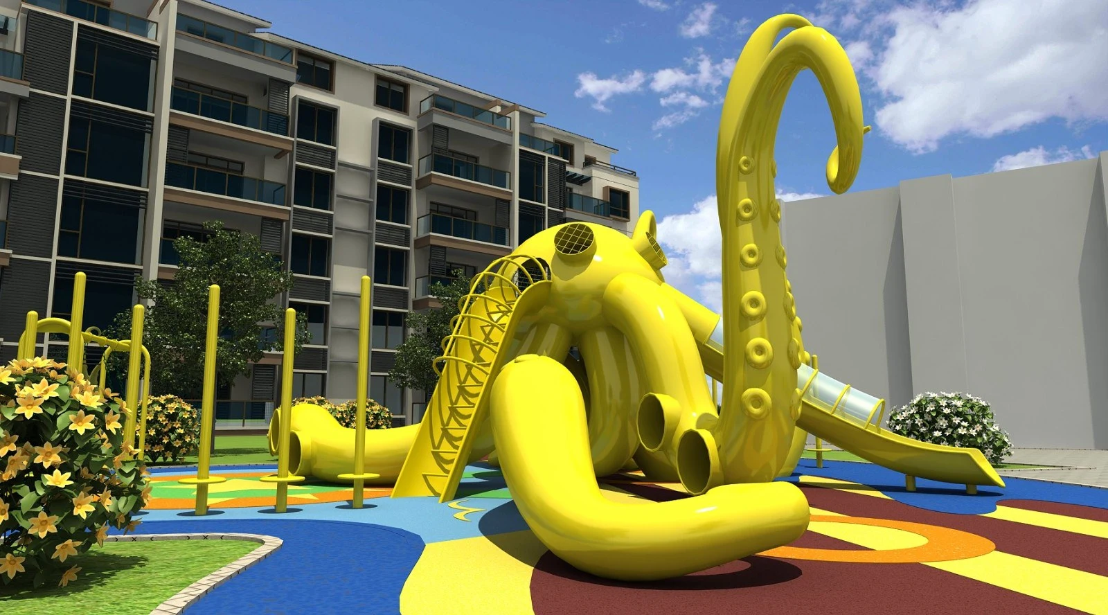 Octopus-themed outdoor play equipment
