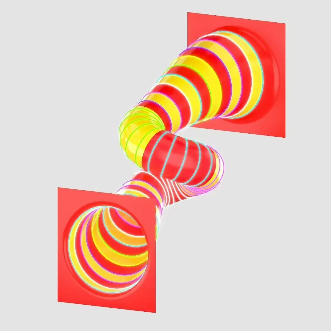 Fiberglass Double-Bend Tunnel Slide – Neon Spiral Design