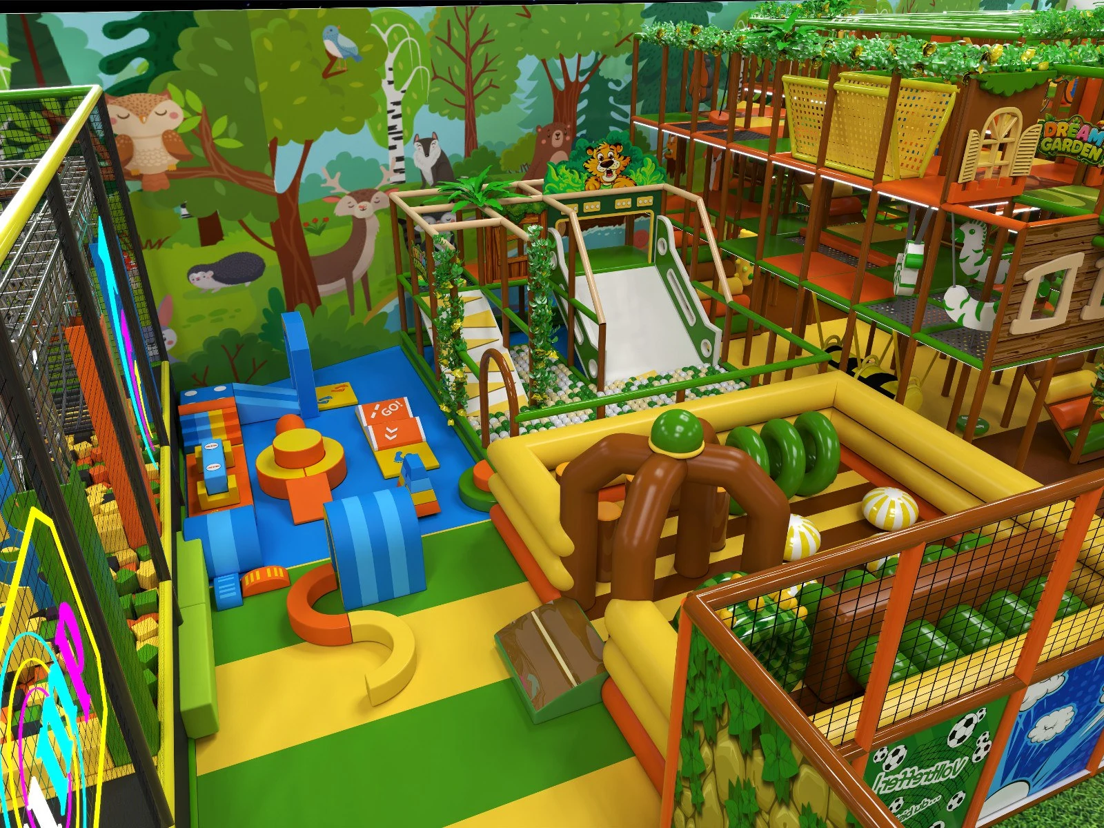 Libya Jungle Theme Indoor Playground Project with Trampoline Park and Soft Play Area