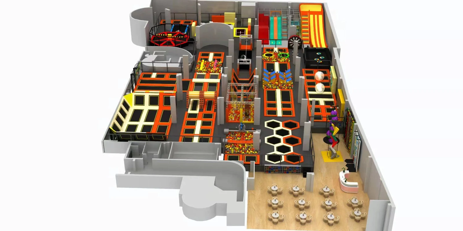2000m2 trampoline park design for kids