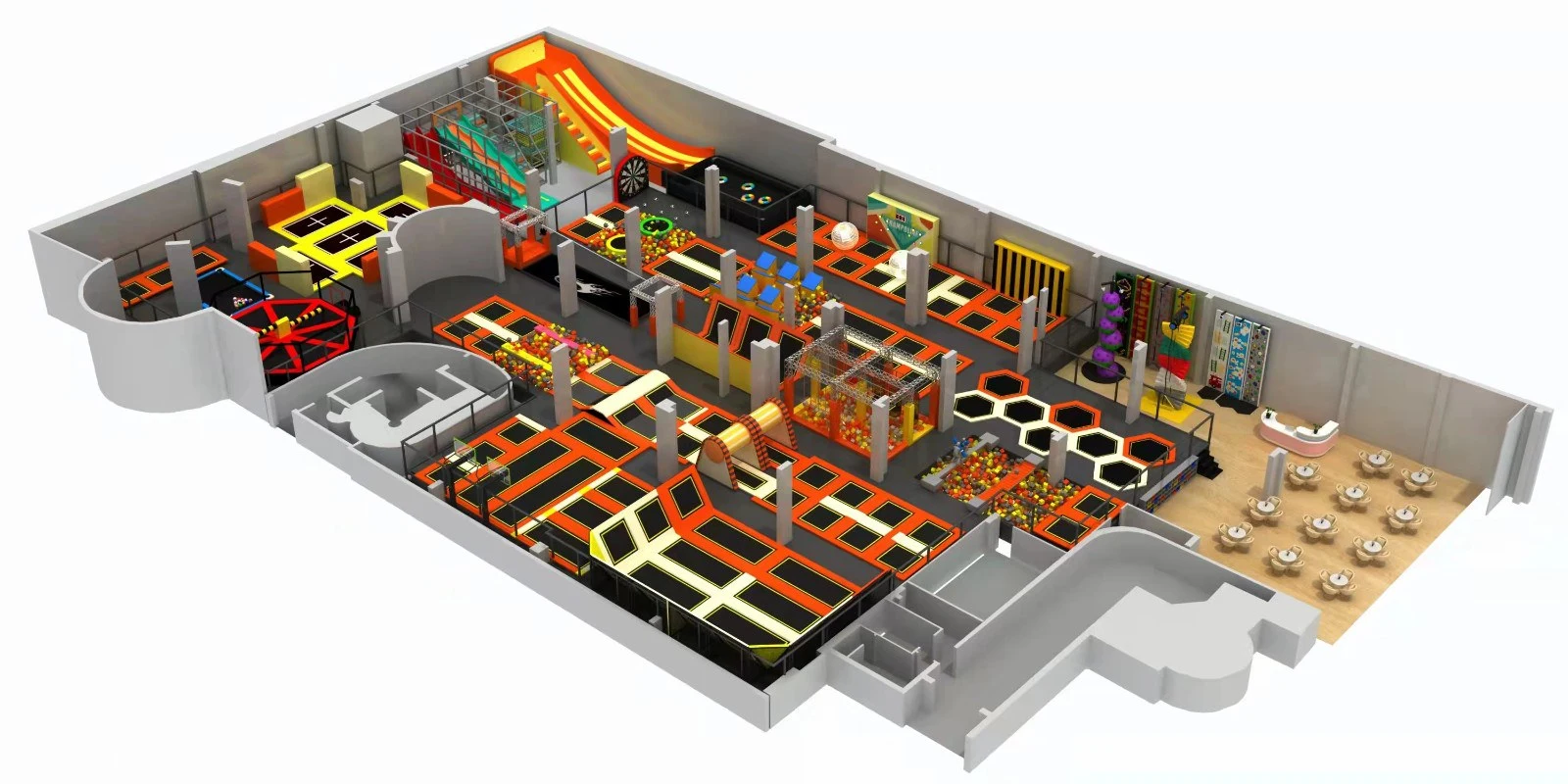 2000m2 trampoline park design for kids