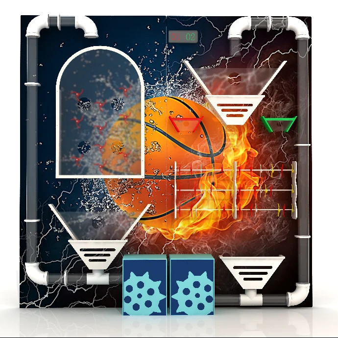 Basketball Air Tube Wall with Scoreboard | Two-Panel Pneumatic Ball Game for Indoor Playgrounds