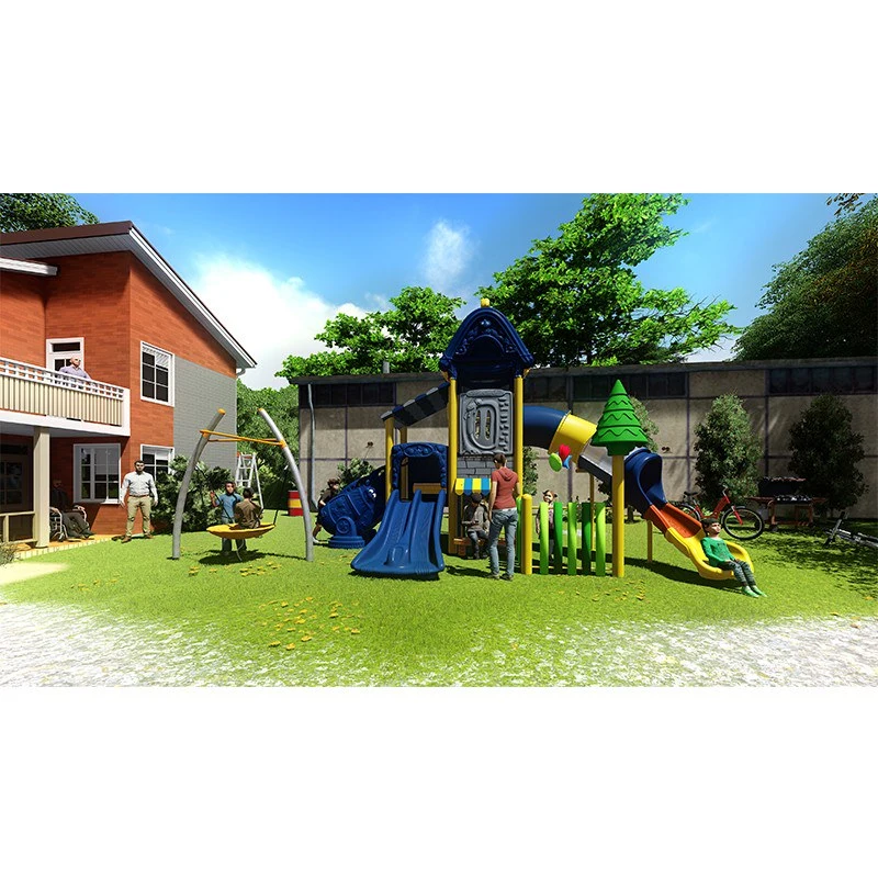 Backyard Playground Set with Double Slides and Tube Tunnel | Residential Outdoor Play Structure for Kids