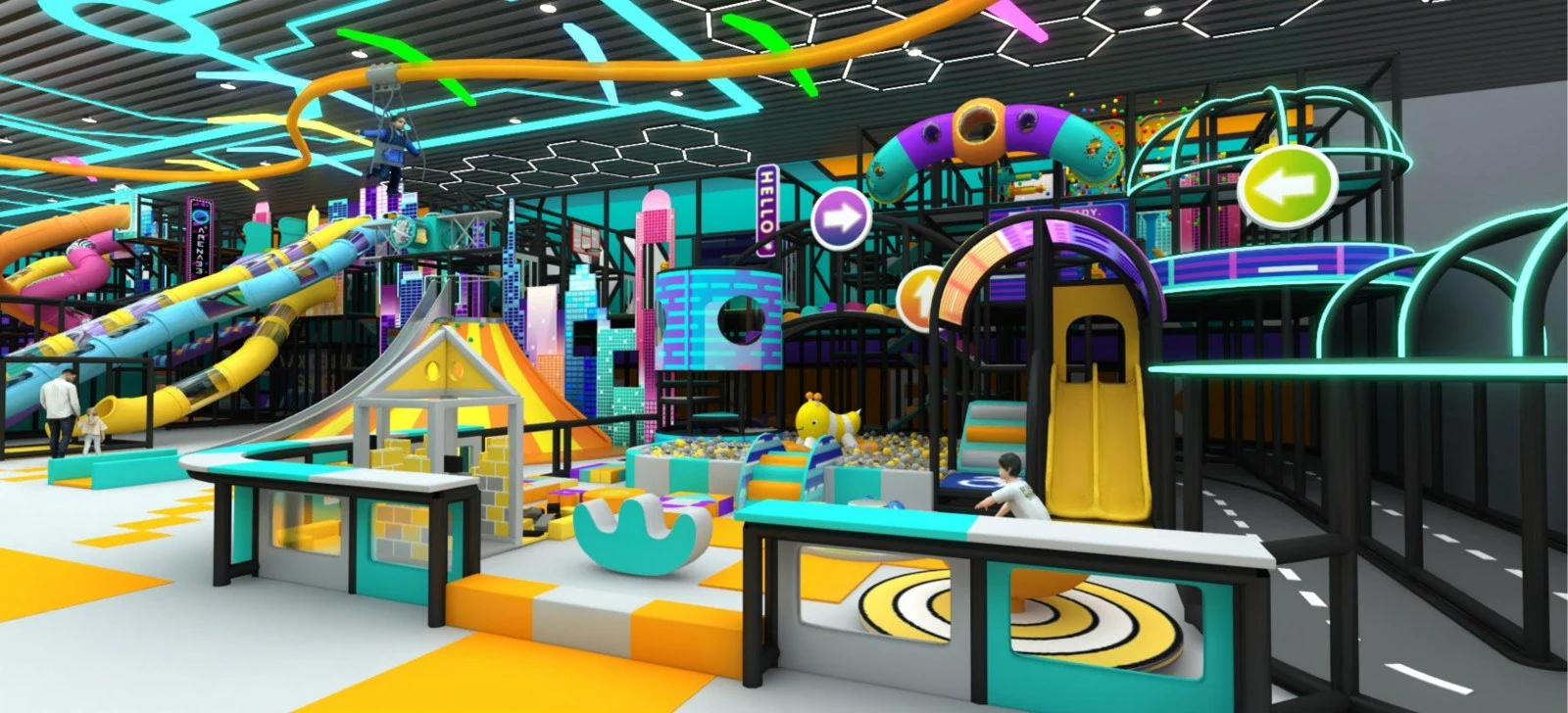 Indoor playground production and installation support