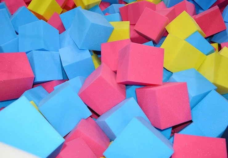 Flame retardant polyurethane foam pit cubes