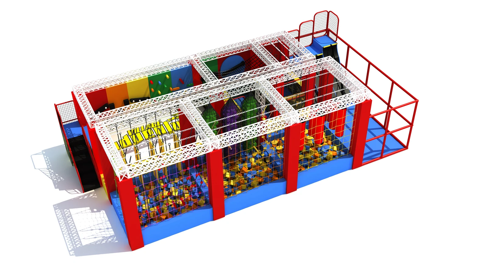 Indoor ninja warrior obstacles and climbing panels